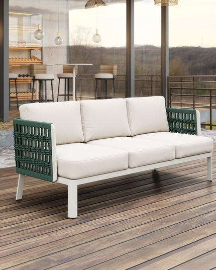 74" White Polypropylene Sofa