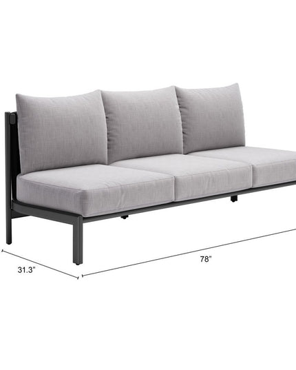 78" Gray Polypropylene Sofa