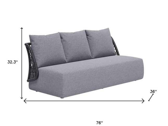 76" Gray Polypropylene Sofa