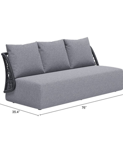76" Gray Polypropylene Sofa