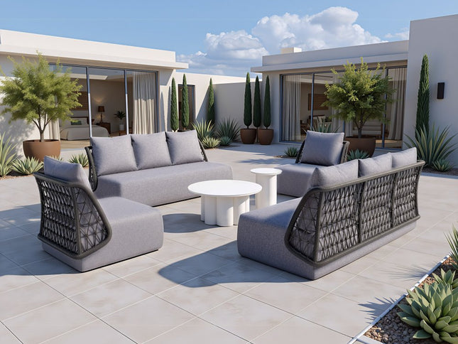 76" Gray Polypropylene Sofa