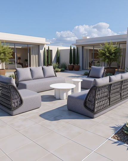 76" Gray Polypropylene Sofa