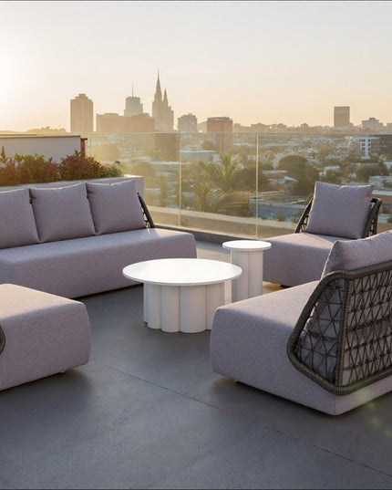 76" Gray Polypropylene Sofa