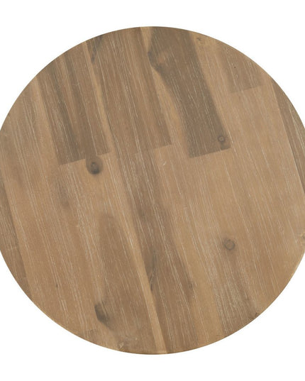 14" Natural Rounded Solid Wood Outdoor Side Table