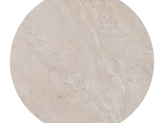 16" White and Natural Faux Marble and Solid Wood Round End Table