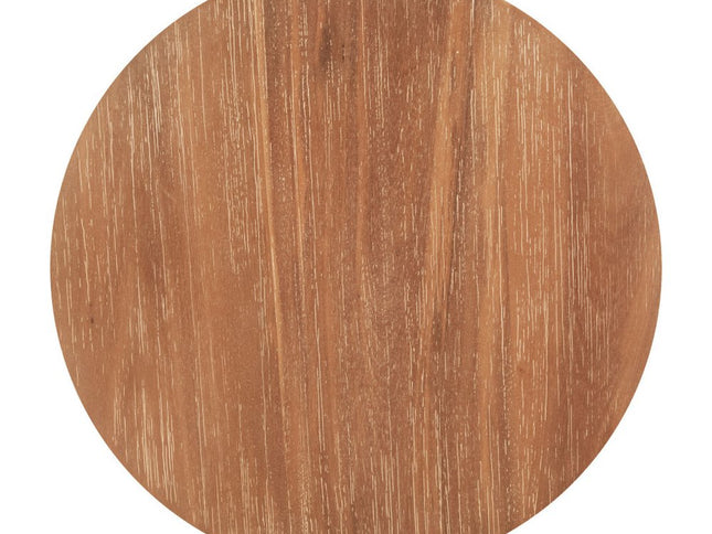 18" Natural and Black Solid Wood and Faux Concrete Round Block End Table