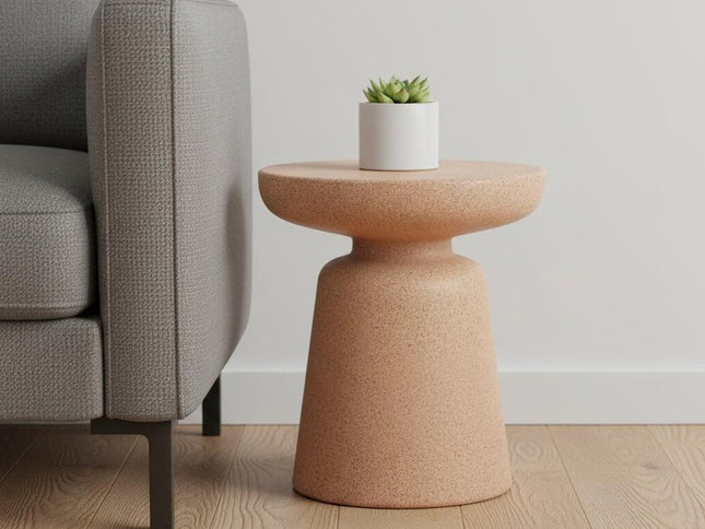 17" Brown Heavy Duty Plastic Round Pedestal End Table