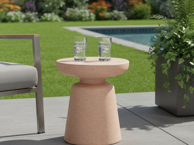 17" Brown Heavy Duty Plastic Round Pedestal End Table