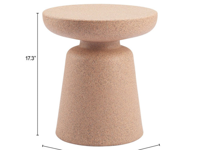 17" Brown Heavy Duty Plastic Round Pedestal End Table