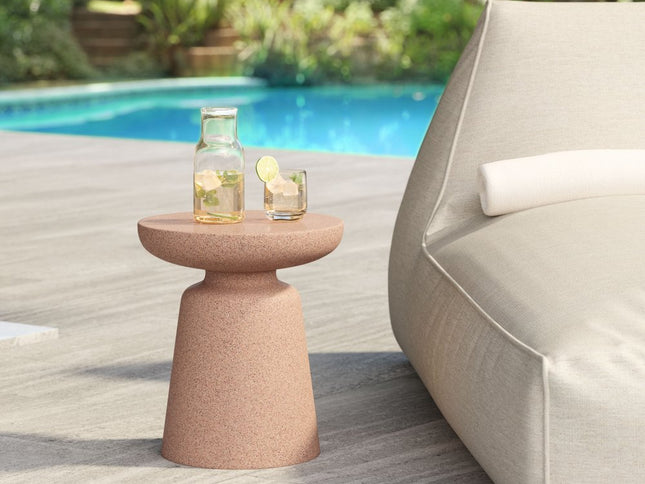 17" Brown Heavy Duty Plastic Round Pedestal End Table