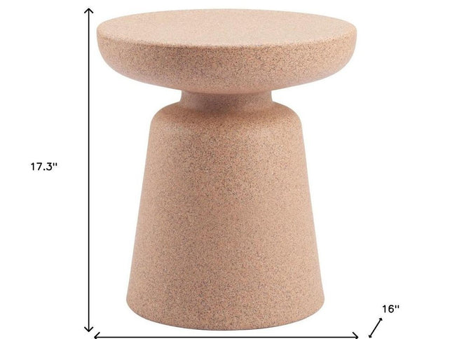 17" Brown Heavy Duty Plastic Round Pedestal End Table