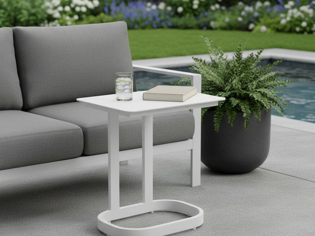 24" White Aluminum End Table