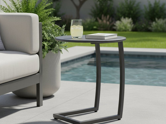 24" Black Aluminum Round End Table