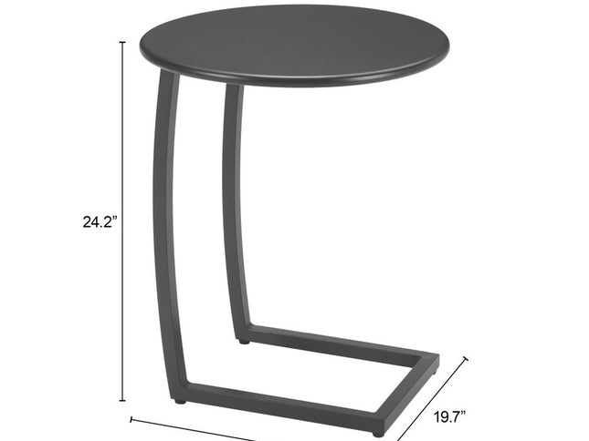 24" Black Aluminum Round End Table