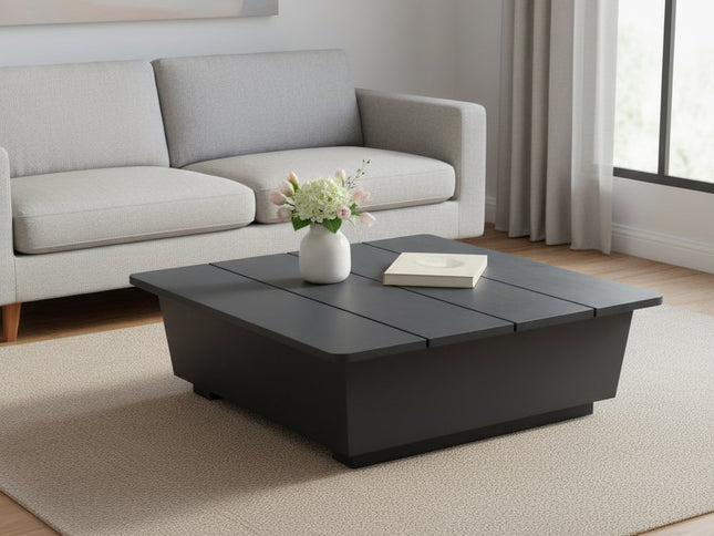 11" Black Aluminum Square Block End Table