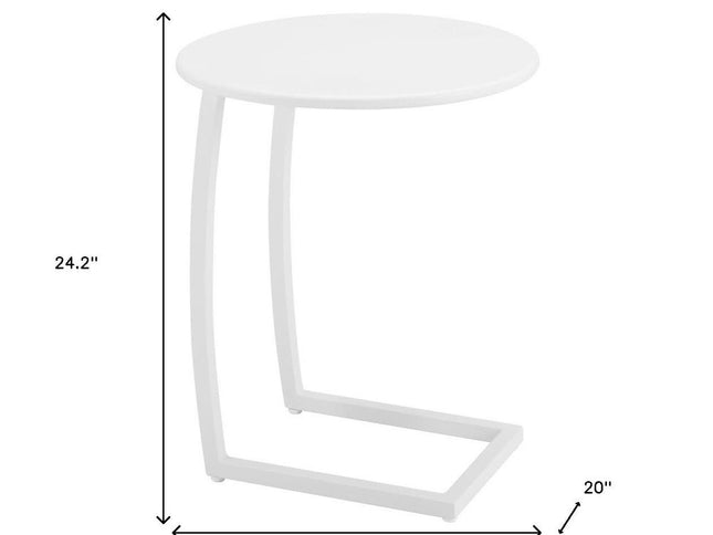 24" White Aluminum Round End Table
