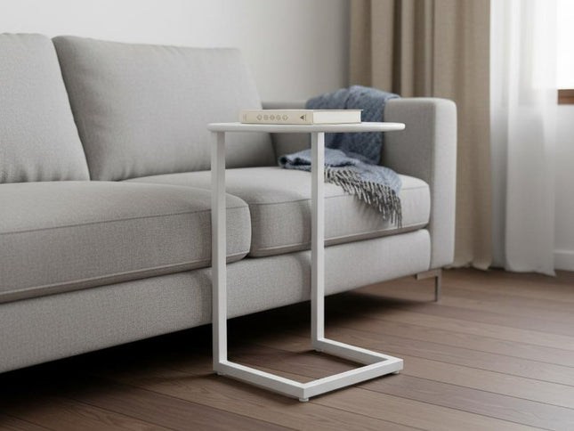 24" White Aluminum Round End Table