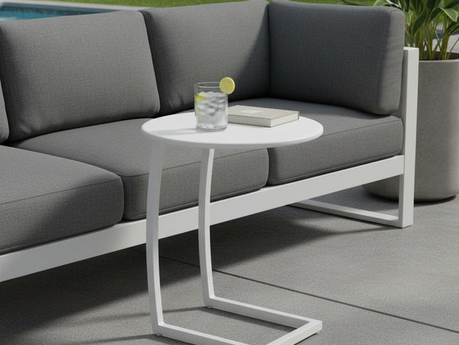 24" White Aluminum Round End Table