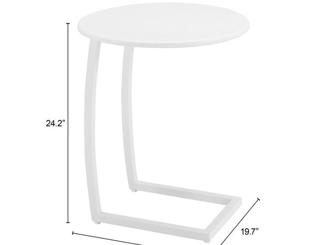 24" White Aluminum Round End Table