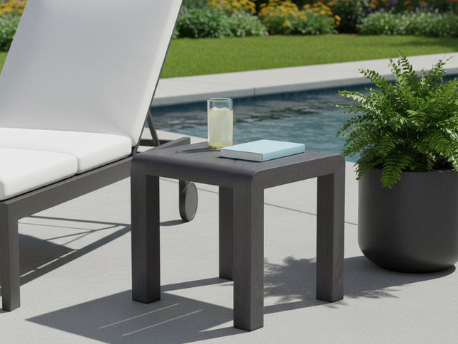 22" Black Aluminum Square End Table