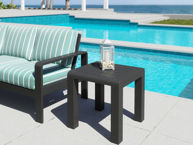 22" Black Aluminum Square End Table