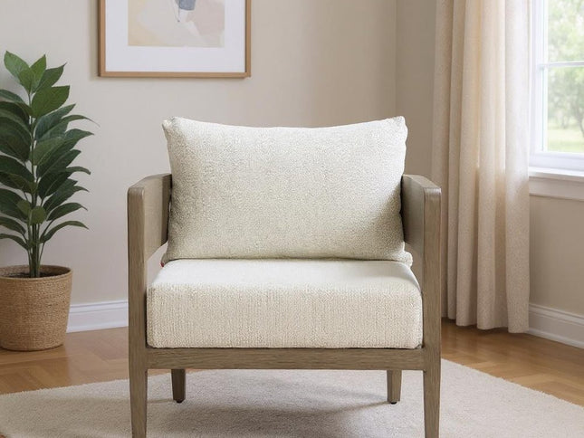 28" Beige Upholstered Arm Chair