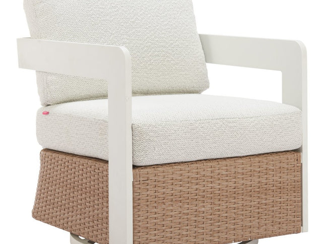 26" White Upholstered Swivel Arm Chair