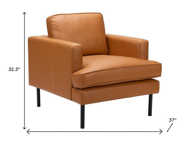 33" Brown And Black Faux Leather Upholstered Arm Chair