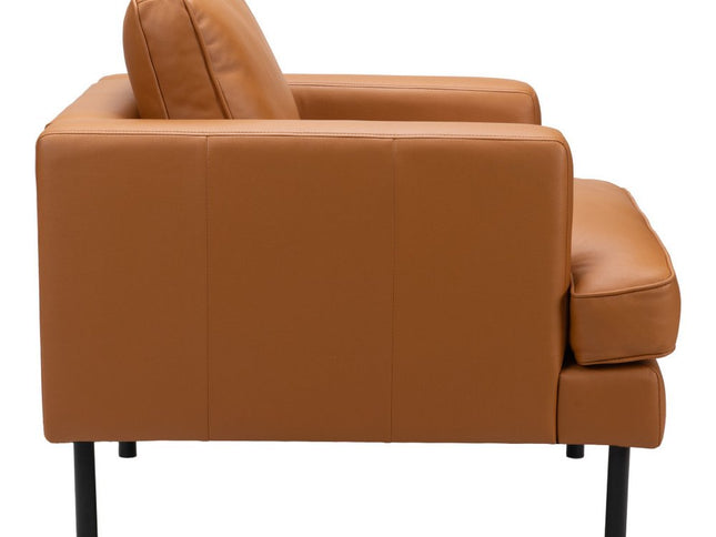 33" Brown And Black Faux Leather Upholstered Arm Chair