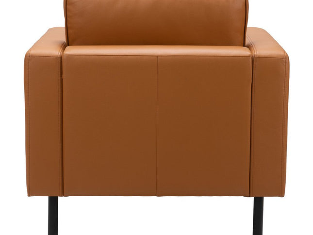 33" Brown And Black Faux Leather Upholstered Arm Chair