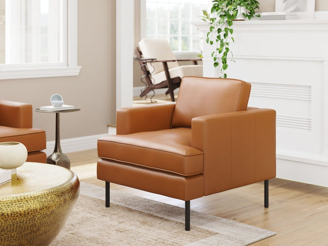 33" Brown And Black Faux Leather Upholstered Arm Chair