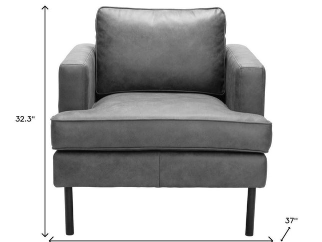 33" Gray Upholstered Arm Chair