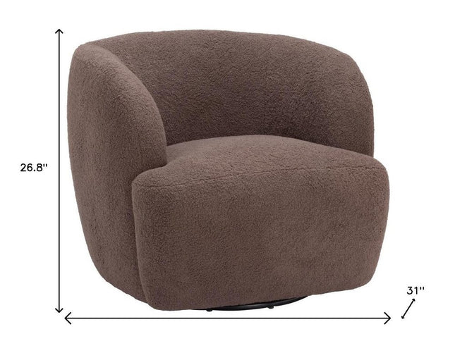 30" Brown Upholstered Swivel Arm Chair