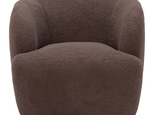 30" Brown Upholstered Swivel Arm Chair