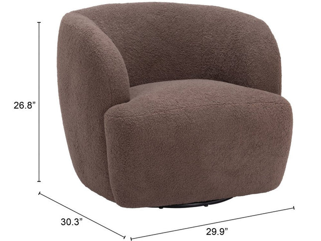 30" Brown Upholstered Swivel Arm Chair