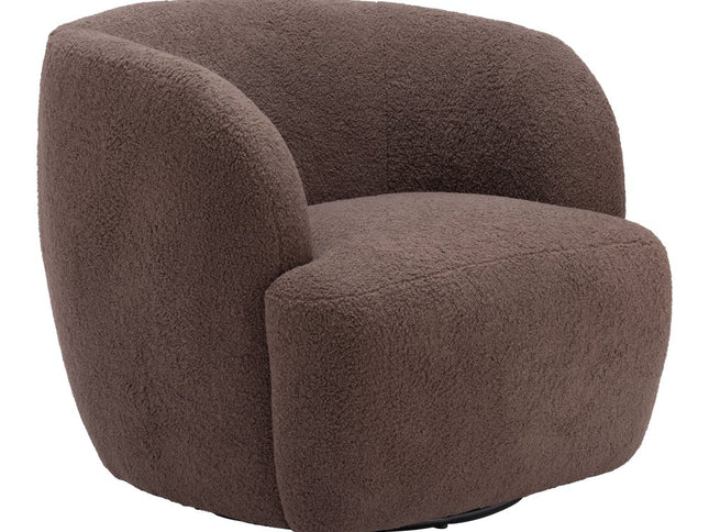 30" Brown Upholstered Swivel Arm Chair