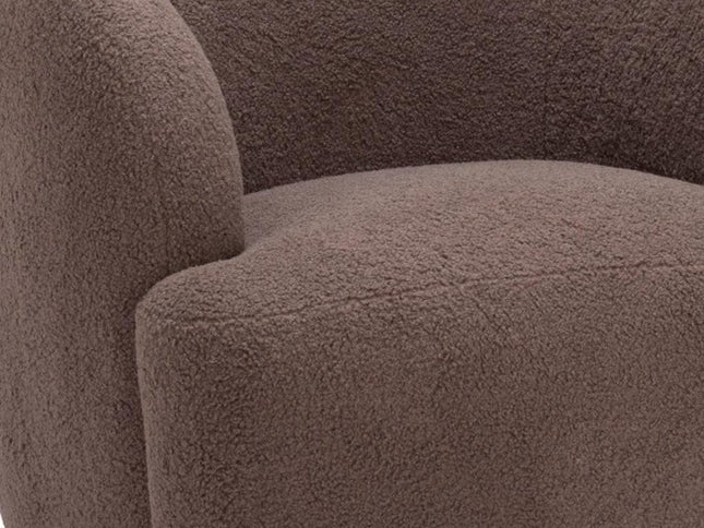 30" Brown Upholstered Swivel Arm Chair