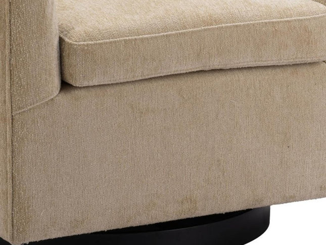 30" Beige Upholstered Swivel Arm Chair