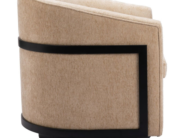 30" Beige Upholstered Swivel Arm Chair