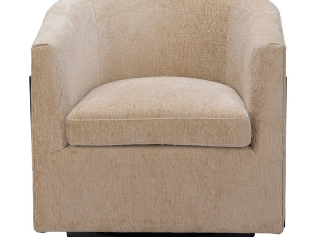 30" Beige Upholstered Swivel Arm Chair