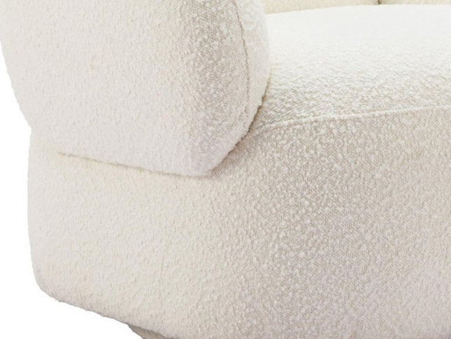 35" White Upholstered Swivel Arm Chair