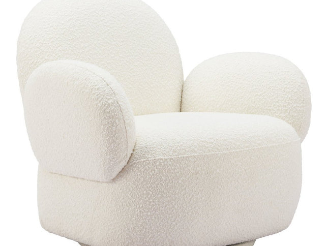 35" White Upholstered Swivel Arm Chair