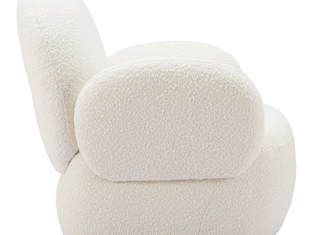 35" White Upholstered Swivel Arm Chair