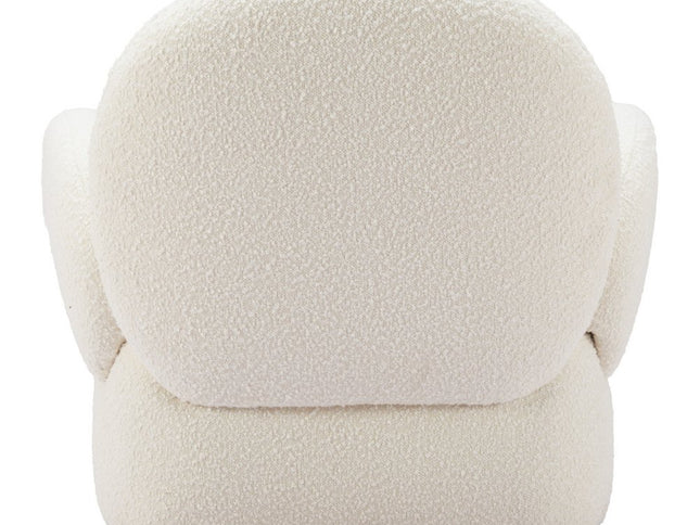 35" White Upholstered Swivel Arm Chair