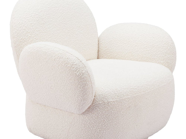 35" White Upholstered Swivel Arm Chair