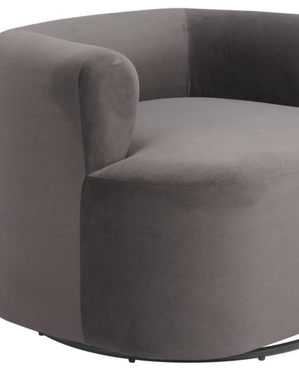 35" Gray Upholstered Swivel Arm Chair