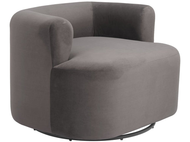 35" Gray Upholstered Swivel Arm Chair