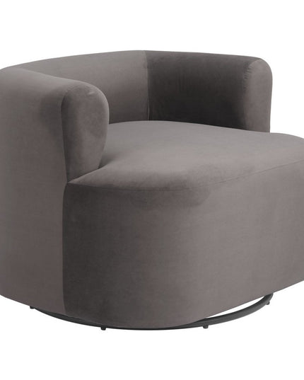 35" Gray Upholstered Swivel Arm Chair