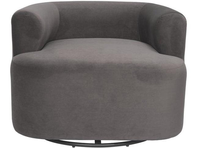 35" Gray Upholstered Swivel Arm Chair