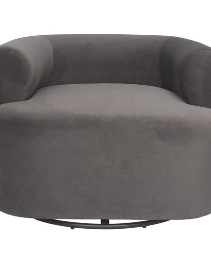 35" Gray Upholstered Swivel Arm Chair